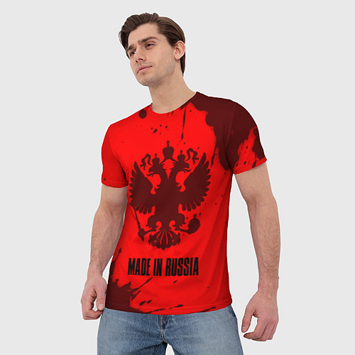 Мужская футболка RUSSIA - ГЕРБ Made In Russia Брызги / 3D-принт – фото 3