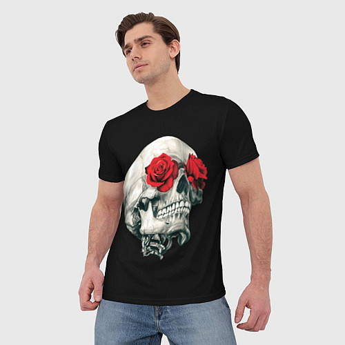 Мужская футболка Череп Розы / 3D-принт – фото 3