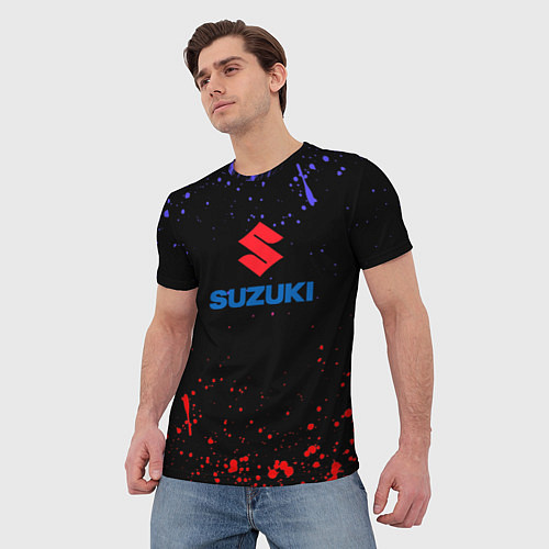 Мужская футболка SUZUKI брызги красок / 3D-принт – фото 3