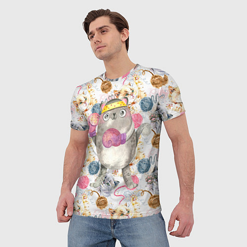 Мужская футболка Плюшевый кот - боксер / 3D-принт – фото 3