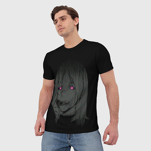 Мужская футболка Девушка с неоновыми глазами / 3D-принт – фото 3