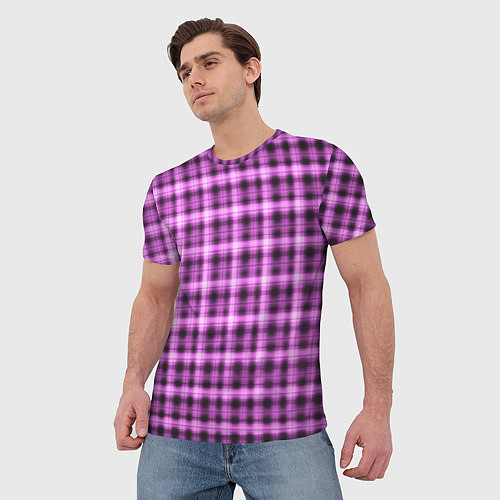 Мужская футболка Неоновый узор в клетку Светящиеся квадраты, сетка / 3D-принт – фото 3