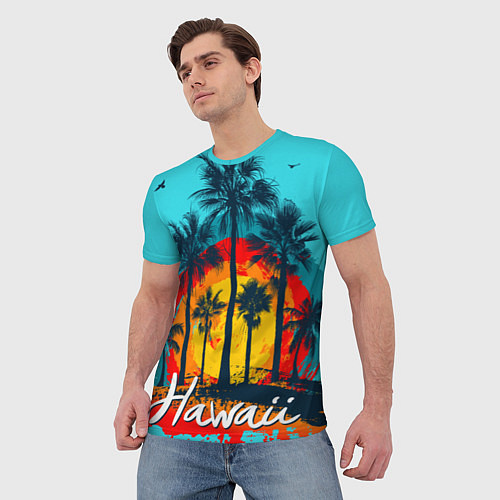 Мужская футболка Hawaii Солнце, Пальмы / 3D-принт – фото 3