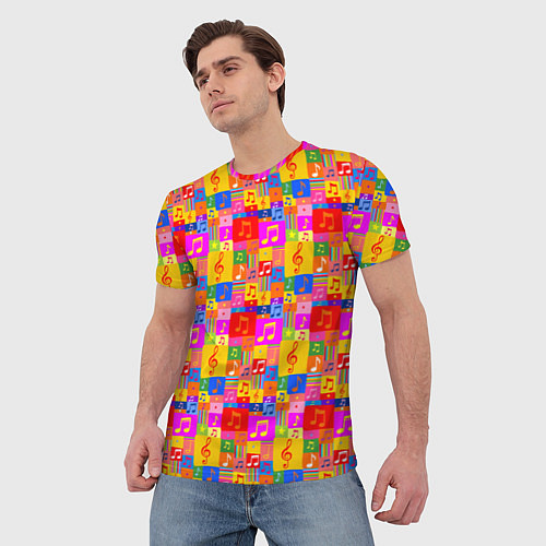 Мужская футболка Красочные Музыкальные Ноты / 3D-принт – фото 3