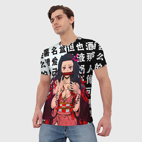 Мужская футболка НЕЗУКО ТЯН Ahegao Клинок рассекающий демонов иерог / 3D-принт – фото 3