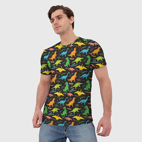 Мужская футболка Разноцветные Динозавры / 3D-принт – фото 3