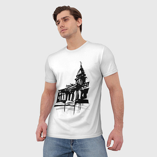 Мужская футболка Исаакиевский собор в ночи / 3D-принт – фото 3