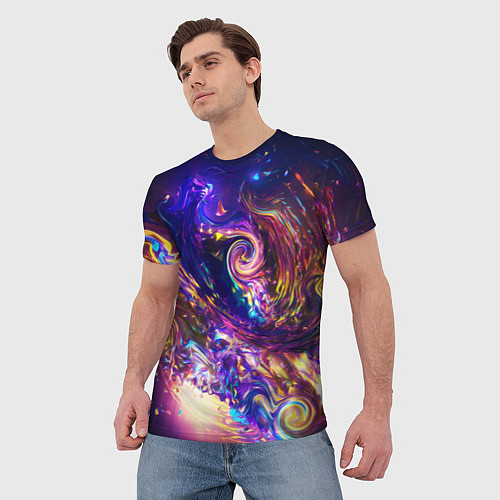 Мужская футболка Neon space pattern 3022 / 3D-принт – фото 3