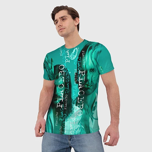 Мужская футболка Placebo - turquoise / 3D-принт – фото 3