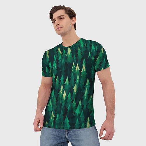Мужская футболка Еловый лес spruce forest / 3D-принт – фото 3