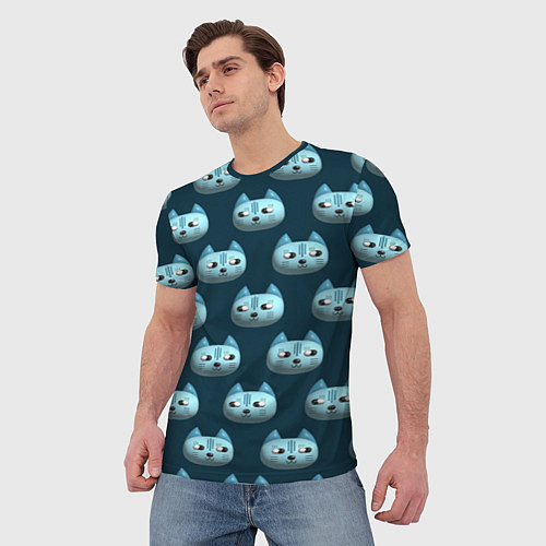 Мужская футболка Мордочки котов с эффектом 3d Паттерн / 3D-принт – фото 3