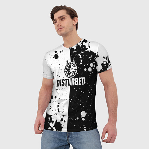 Мужская футболка Disturbed черное белое / 3D-принт – фото 3