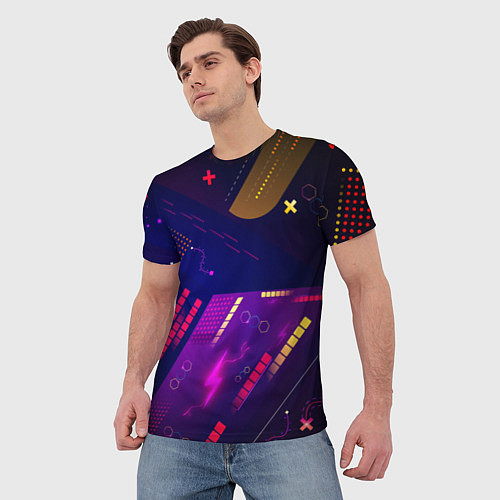 Мужская футболка Cyber neon pattern Vanguard / 3D-принт – фото 3