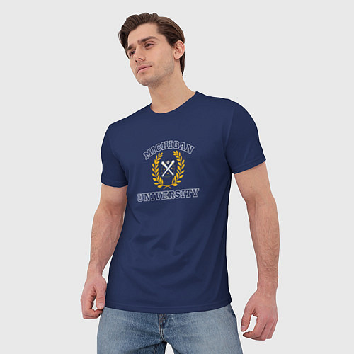 Мужская футболка Michigan University, дизайн в стиле американского / 3D-принт – фото 3
