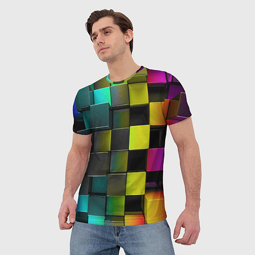 Мужская футболка Colored Geometric 3D pattern / 3D-принт – фото 3