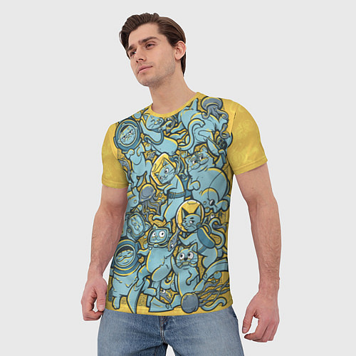 Мужская футболка Swimming Cats: Yellow / 3D-принт – фото 3