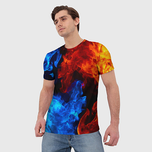 Мужская футболка Огонь - Вода Инь - Янь / 3D-принт – фото 3