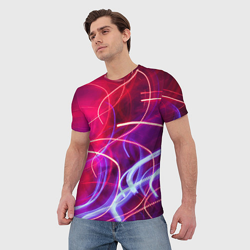 Мужская футболка Неоновые огни Абстракция / 3D-принт – фото 3