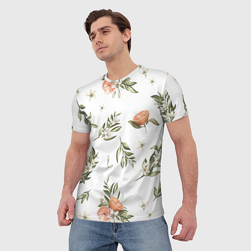 Мужская футболка Цветы Цитрусовых Мандарин / 3D-принт – фото 3