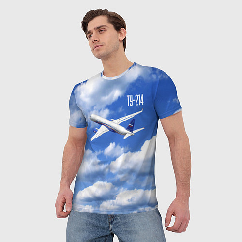 Мужская футболка Самолет Ту-214 / 3D-принт – фото 3