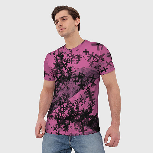 Мужская футболка Кресты и хаос На розовом Коллекция Get inspired! F / 3D-принт – фото 3