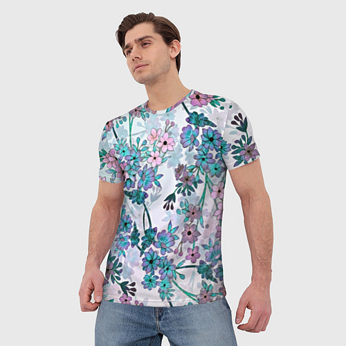 Мужская футболка Яркие красочные цветы / 3D-принт – фото 3