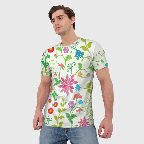 Мужская футболка Поле полевых цветов / 3D-принт – фото 3