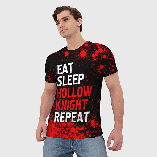 Мужская футболка Eat Sleep Hollow Knight Repeat Арт / 3D-принт – фото 3