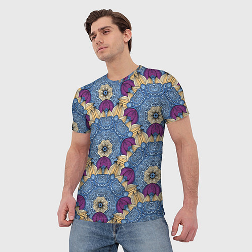 Мужская футболка Цветочные узоры / 3D-принт – фото 3