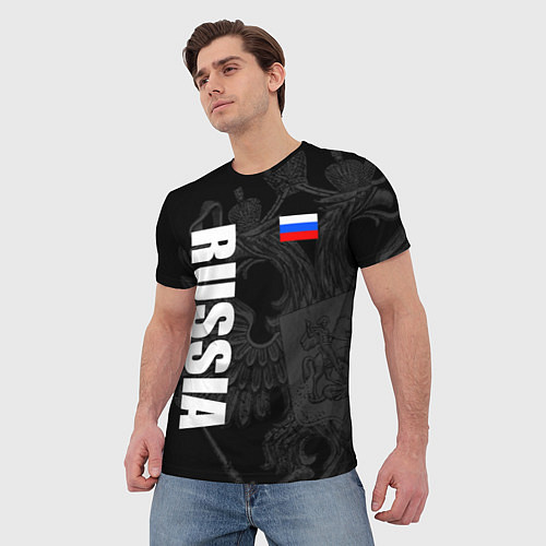 Мужская футболка RUSSIA - BLACK EDITION / 3D-принт – фото 3