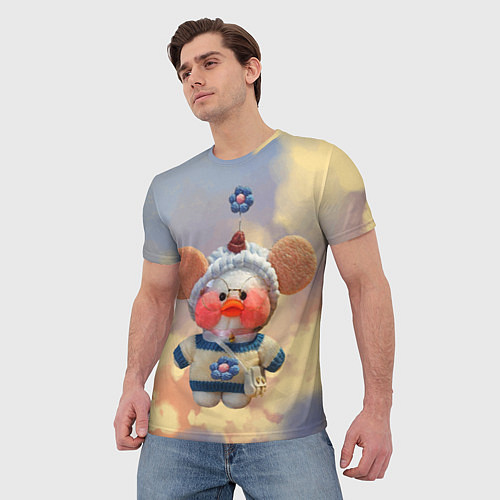 Мужская футболка Лалафанфан с ушками в облачках / 3D-принт – фото 3