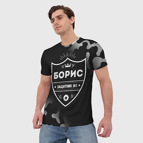 Мужская футболка Борис ЗАЩИТНИК Милитари / 3D-принт – фото 3