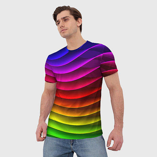 Мужская футболка Color line neon pattern Abstraction Summer 2023 / 3D-принт – фото 3