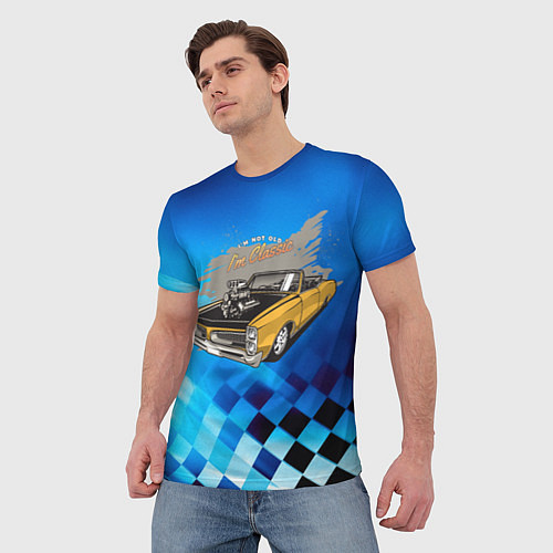 Мужская футболка Желтая классическая машина / 3D-принт – фото 3