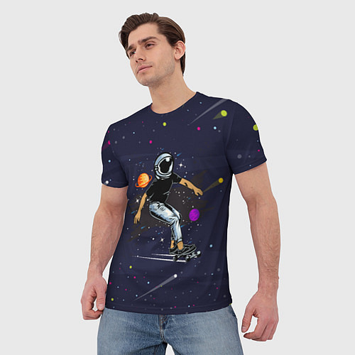 Мужская футболка Космонавт - скейтбордист / 3D-принт – фото 3