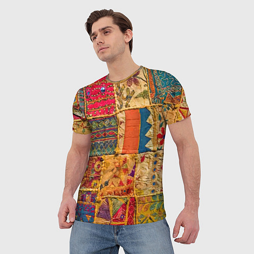 Мужская футболка Пэчворк Лоскутное одеяло Patchwork Quilt / 3D-принт – фото 3