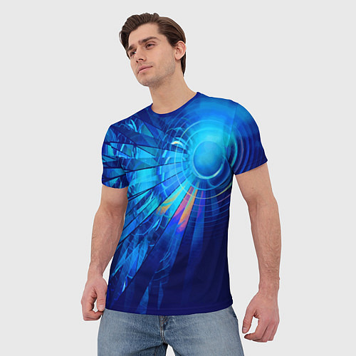 Мужская футболка Неоновый фрактальный хвост кометы Абстракция Neon / 3D-принт – фото 3
