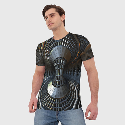 Мужская футболка Механистический индустриальный паттерн Броня Mecha / 3D-принт – фото 3