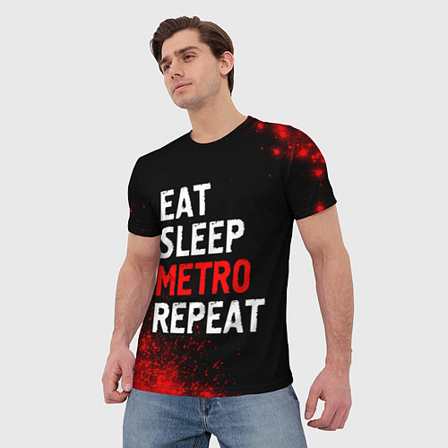 Мужская футболка Eat Sleep Metro Repeat Арт / 3D-принт – фото 3