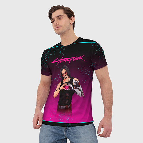 Мужская футболка Романтичный Johnny Cyberpunk2077 / 3D-принт – фото 3