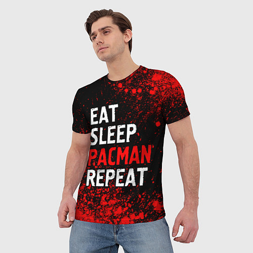 Мужская футболка Eat Sleep Pacman Repeat Арт / 3D-принт – фото 3