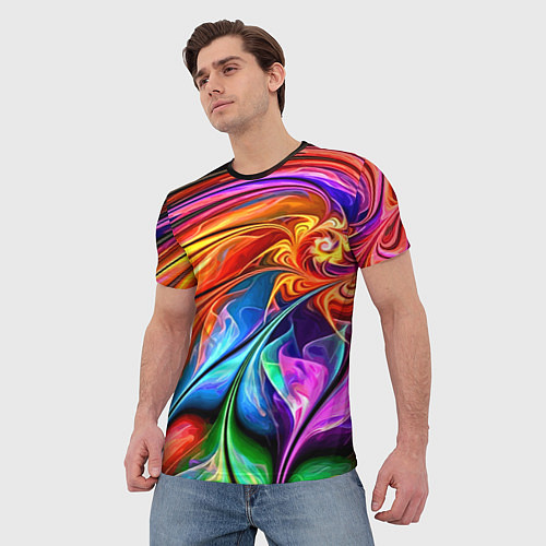 Мужская футболка Красочный абстрактный цветочный паттерн Color abst / 3D-принт – фото 3