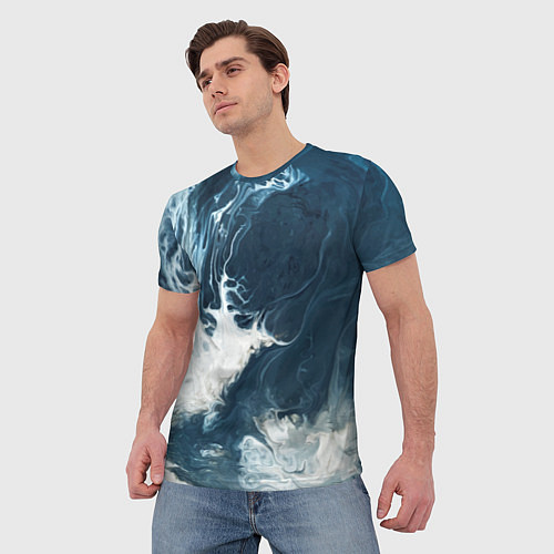 Мужская футболка Texture of dark waves / 3D-принт – фото 3