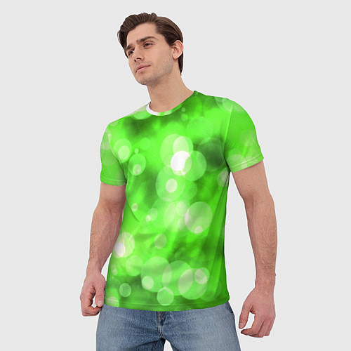 Мужская футболка ЗЕЛЕНЫЕ КРУГИ И БЛИКИ / 3D-принт – фото 3