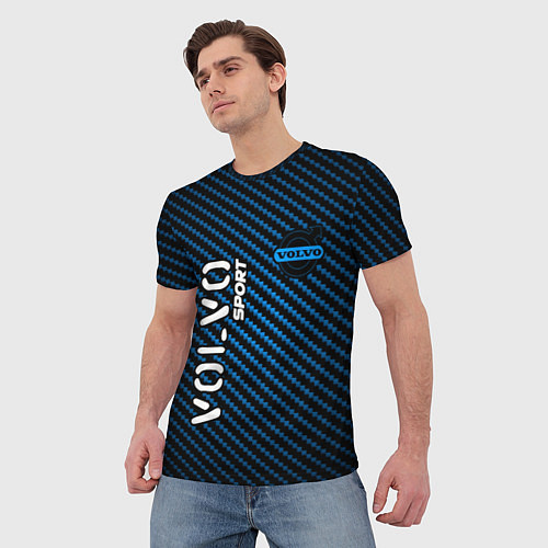 Мужская футболка VOLVO Volvo Sport Карбон / 3D-принт – фото 3