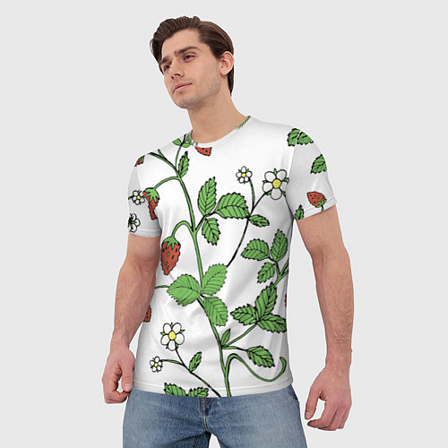 Мужская футболка Цветы Земляники Лесной / 3D-принт – фото 3