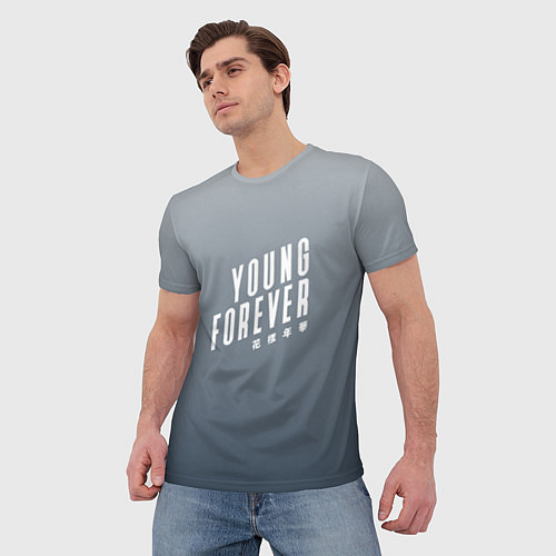 Мужская футболка Навечно молодой Young forever / 3D-принт – фото 3