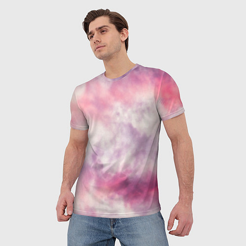 Мужская футболка Абстракция розовое небо / 3D-принт – фото 3