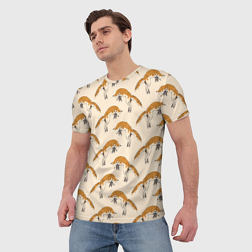 Мужская футболка Лиса в прыжке - паттерн / 3D-принт – фото 3
