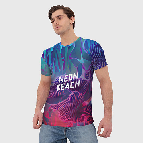 Мужская футболка Neon beach / 3D-принт – фото 3